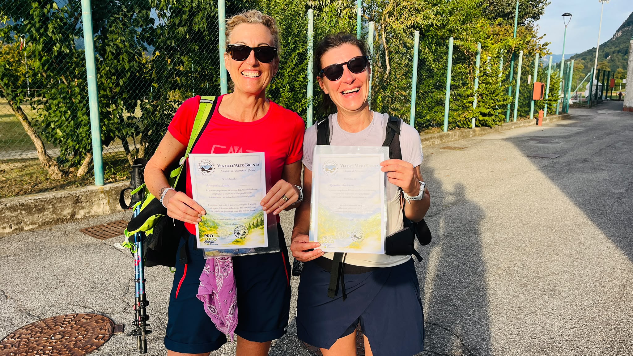 Lodovica e Laura: arrivo a fine tappa sulla Via dell’Alto Brenta!